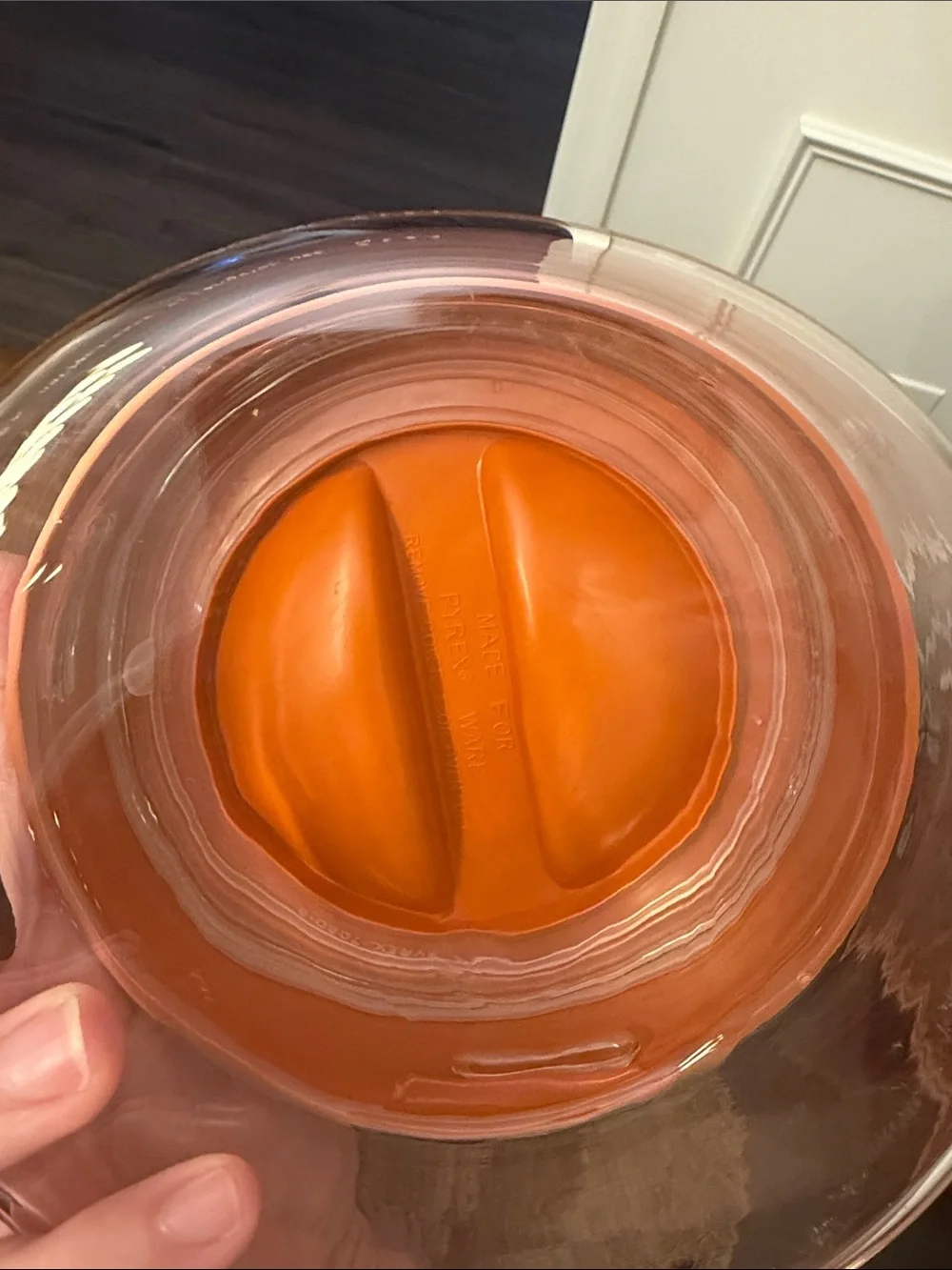 Pyrex Orange Wheat Pattern Glass Storage Bowl with Lid